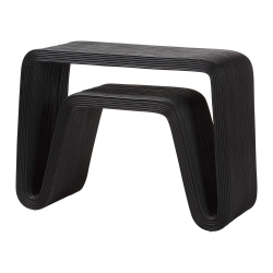 bali & pari Abebi Black Rattan Console Table - Modern Accent Table with Waterfall Silhouette and Open Hairpin Legs, Boho Coastal Style for Entryway, Hallway, or Living Room